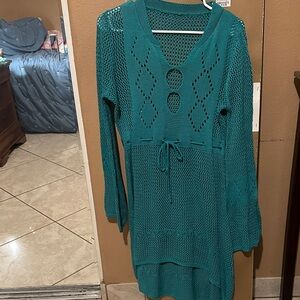 Chic Teal Knit Midi Dress